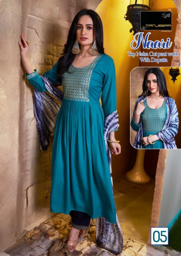 Manjeera Naari Fancy Rayon Kurti With Bottom Dupatta Collection